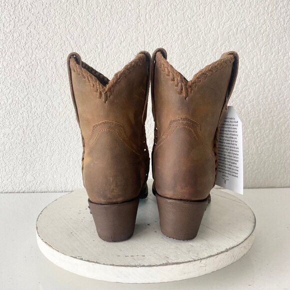 NEW Lane PLAIN JANE PJ Womens Cowboy Bootie Sz 7.5 Brown Western Cowgirl Boots - Picture 3 of 11